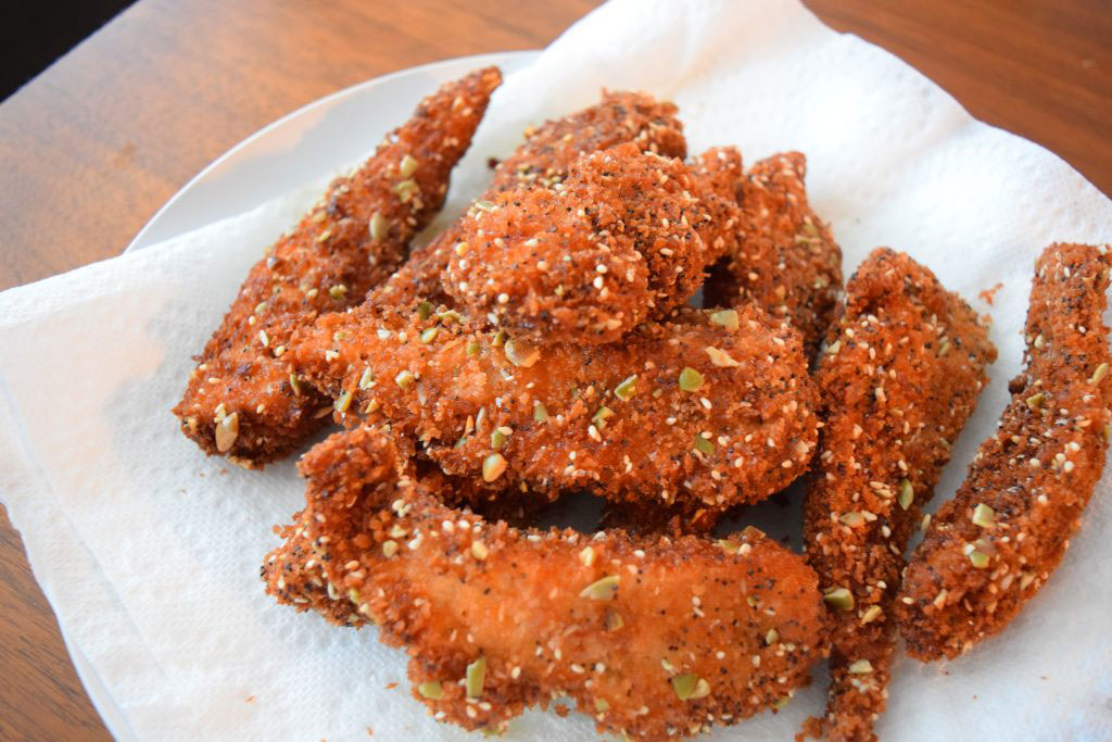 Danielle Alex Chicken Tenders with Pumpkin, Sesame and Poppy Seed Breading
